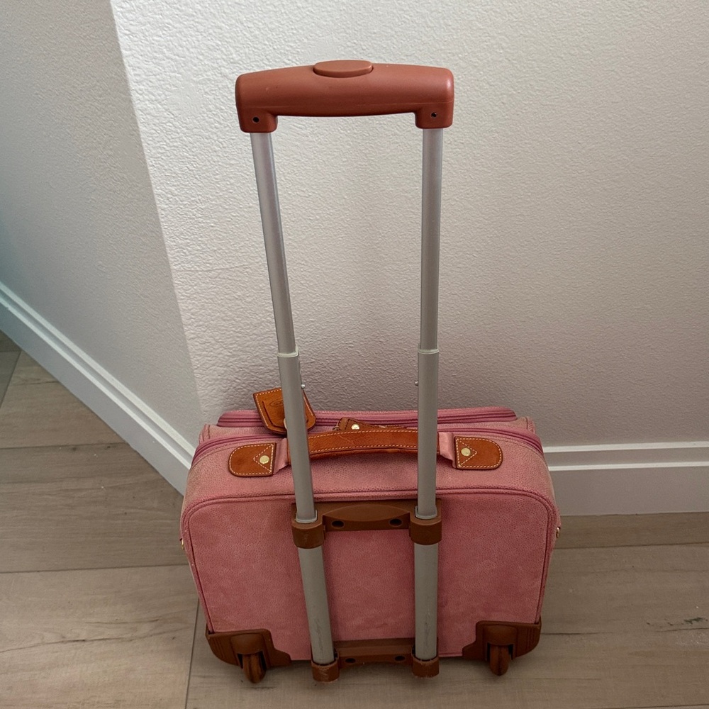 Bric's Pink Pebbled Suede Rolling Luggage Bag - Picture 15 of 15